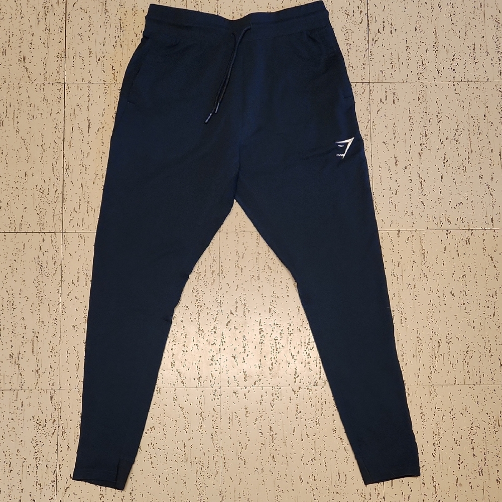 Gymshark Navy Blue Embroidered Logo Active Wear Tapered Jogger Sweatpants